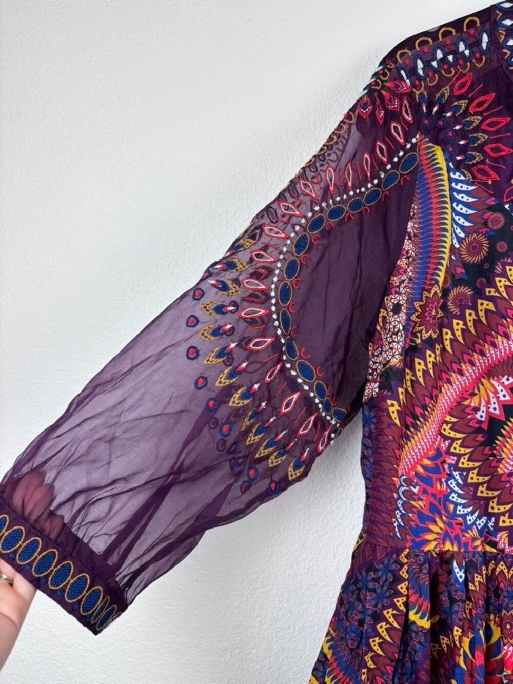 Anthropologie womens 18W Maren embroidered maxi dress purple multicolor bohemian - Picture 7 of 14